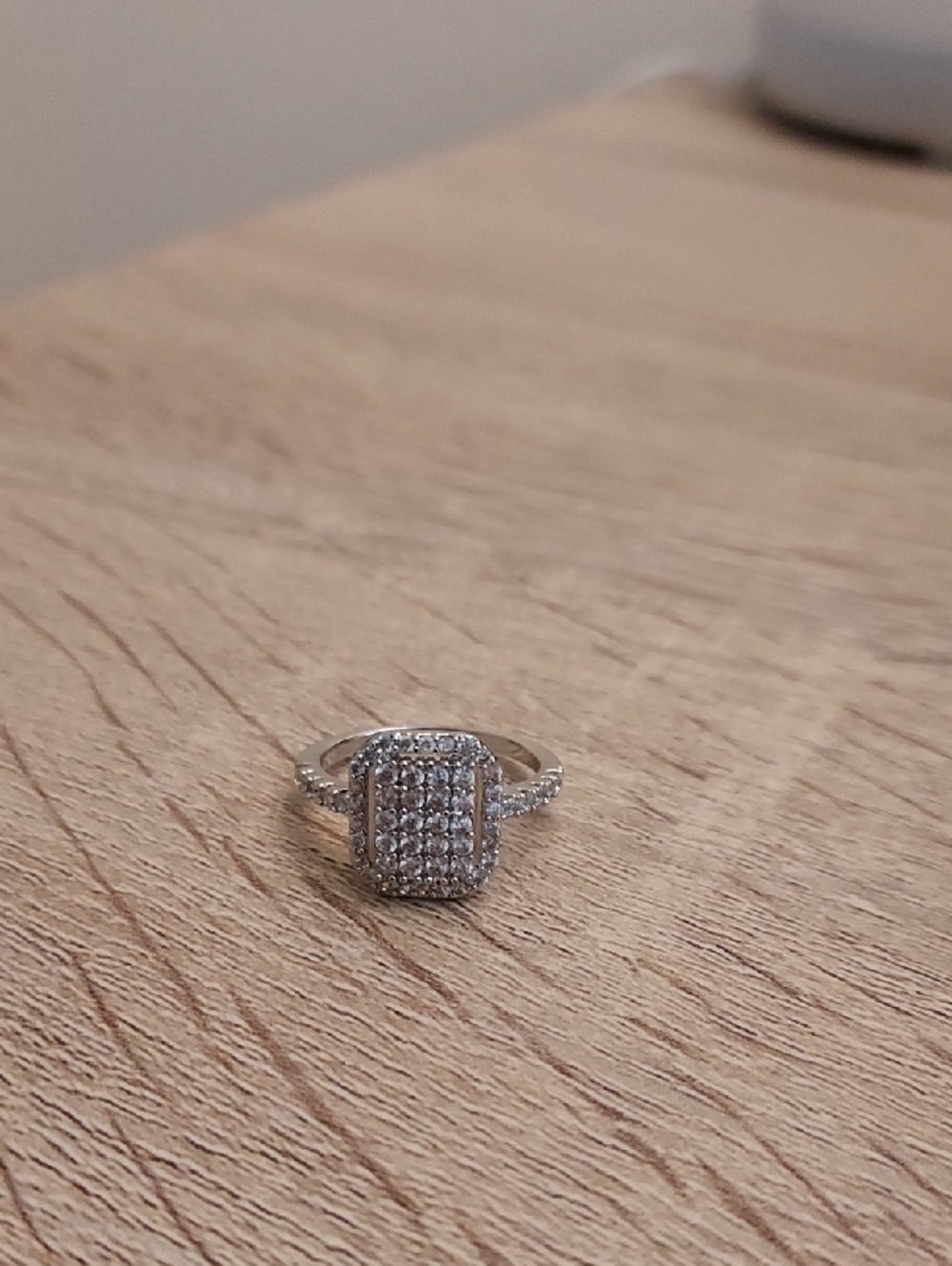 Silver Plated Rectangle CZ Cluster Ring